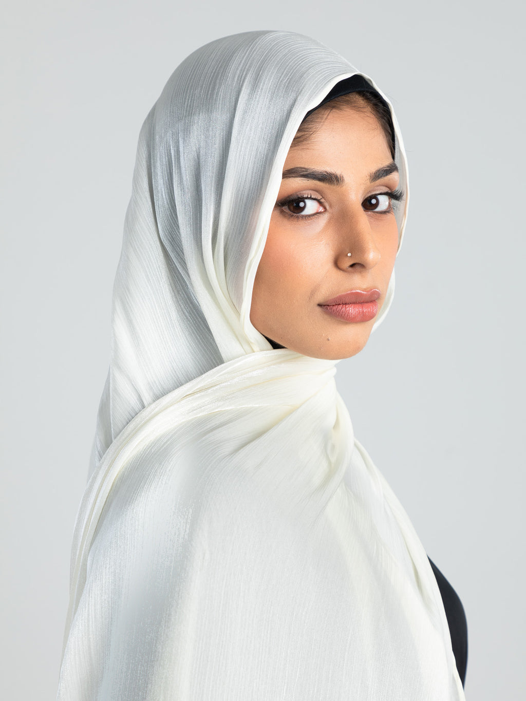 Cream Bubble Satin Hijab main image 0