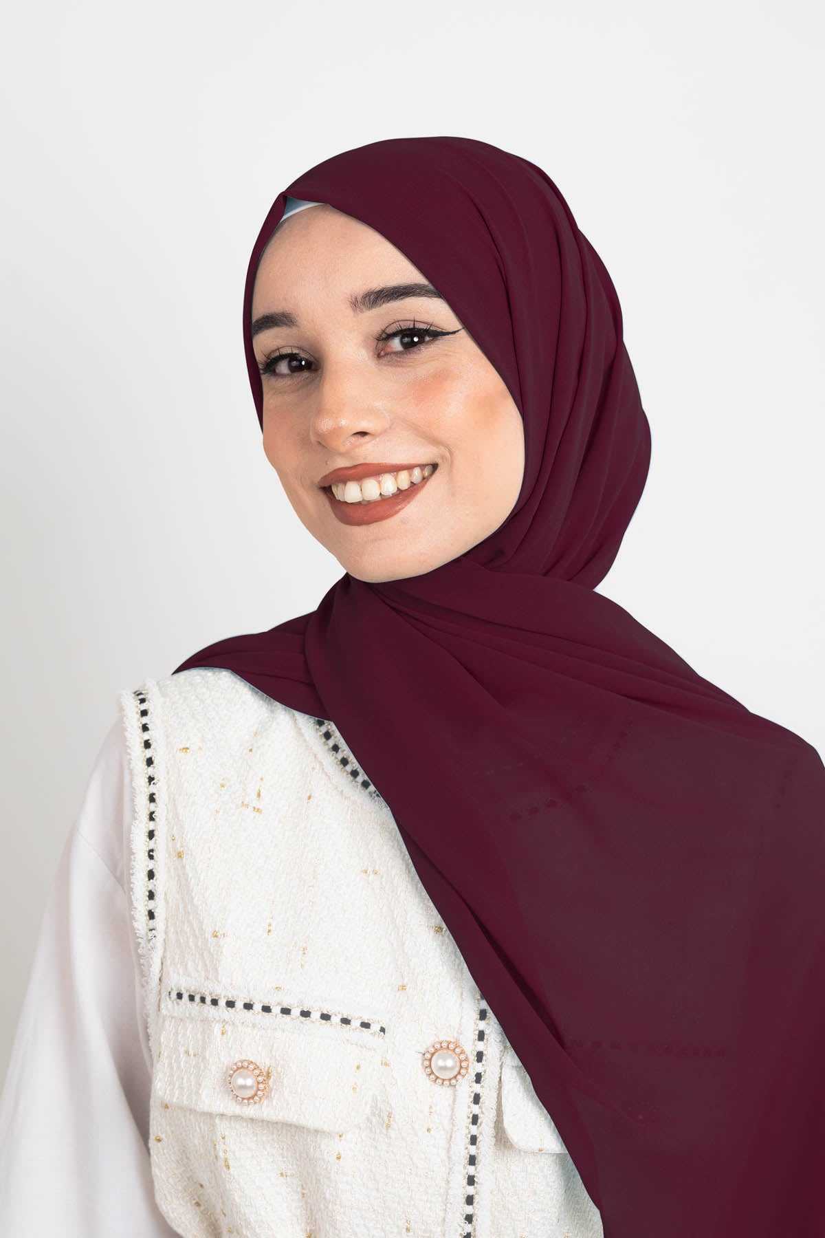 burgundy chiffon hijab
