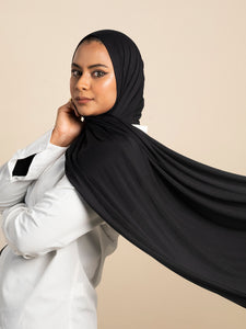 Deep Black - Bamboo Jersey Hijab