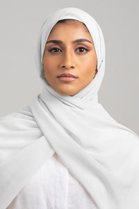 Dove White - Premium Chiffon Hijab - Aayla Hijabs