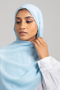 Ice Blue - Premium Chiffon Hijab - Aayla Hijabs