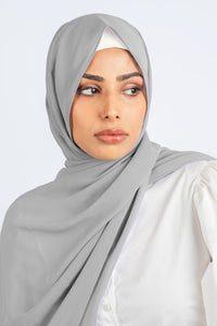 Light Grey - Premium ChiffonHijab - Aayla Hijabs