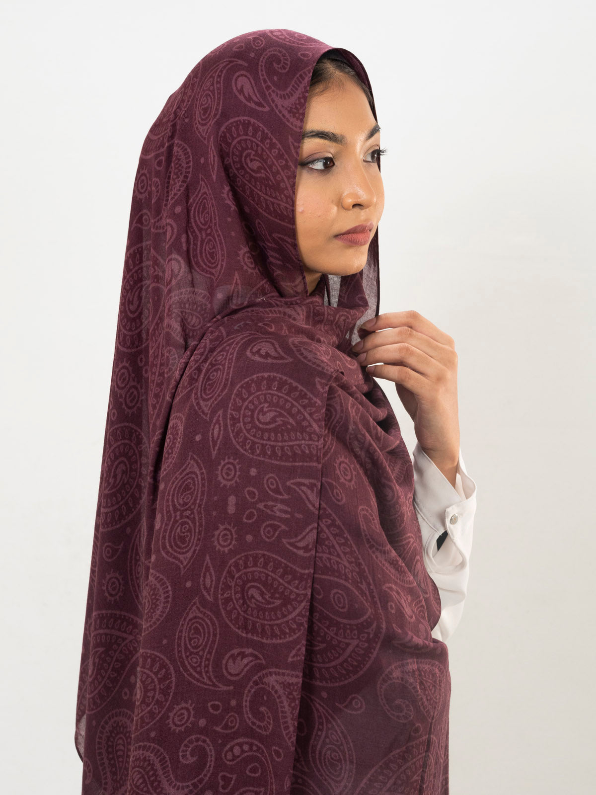 Maroon Paisley - Printed Modal Hijab