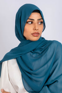 Prussian Blue - Premium Chiffon Hijab - Aayla Hijabs