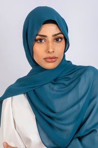 Prussian Blue - Premium Chiffon Hijab - Aayla Hijabs