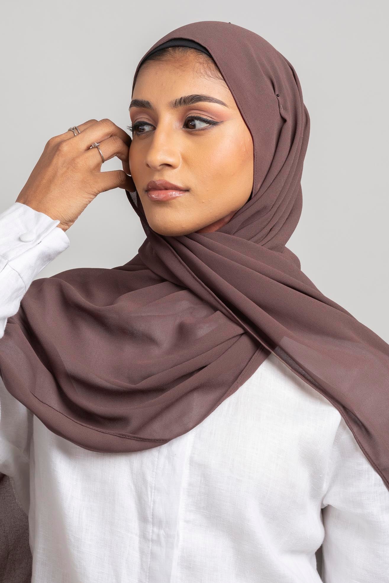 Taupe - Premium Chiffon Hijab - Aayla Hijabs