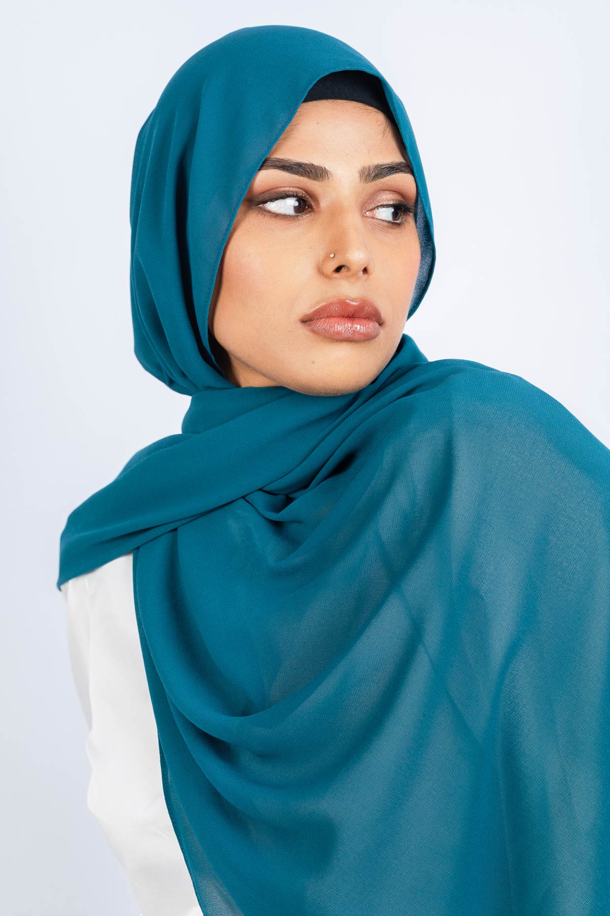 Turquoise - Premium Chiffon Hijab - Aayla Hijabs